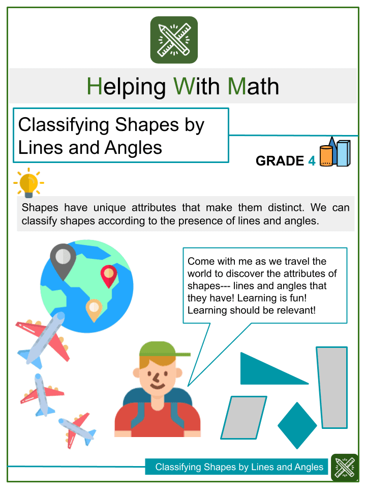 Classifying Shapes By Lines And Angles 4th Grade Math Worksheets