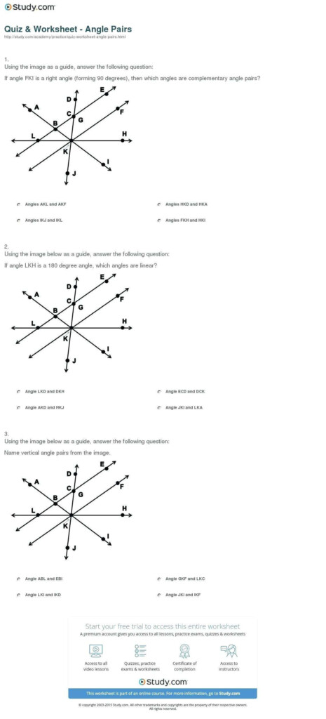 Complementary And Supplementary Angles Worksheet Answers Greenged