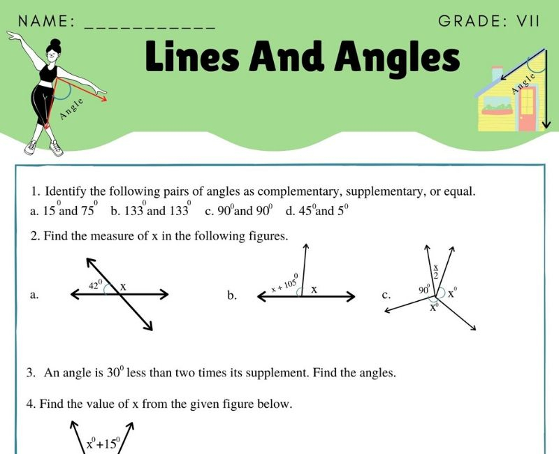 Enhancing Math Skills With Lines And Angles Worksheets For Class 7