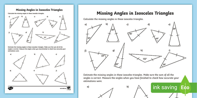 Find Missing Angles In Isosceles Triangles Activity