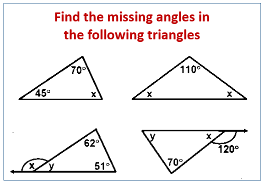 Find The Missing Angle In A Triangle examples Solutions Videos 