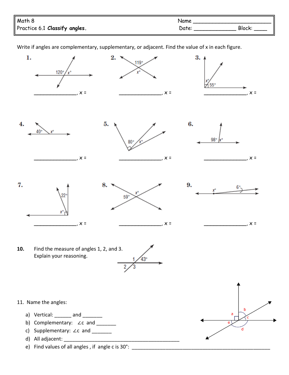 Find The Missing Angles Worksheet