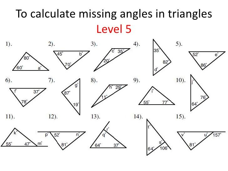 Finding Missing Angles Worksheets Answers