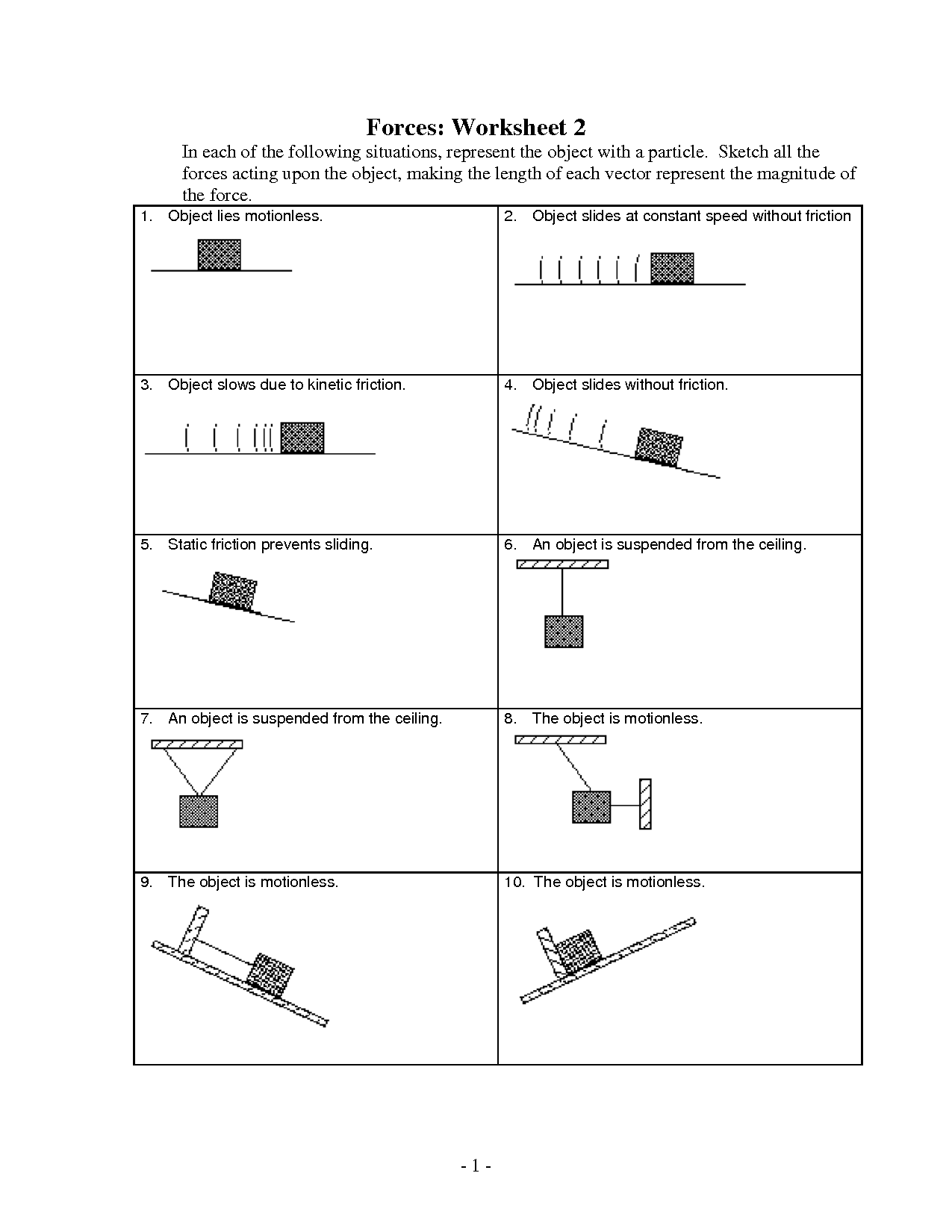 Force Diagrams Worksheet With Answers