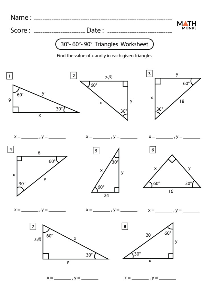 Geometry Special Right Triangles Worksheet Answers