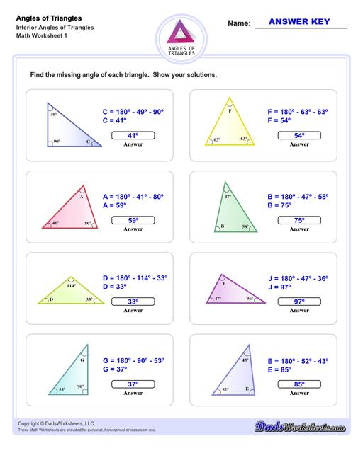 Interior Angles Of A Triangle Worksheet