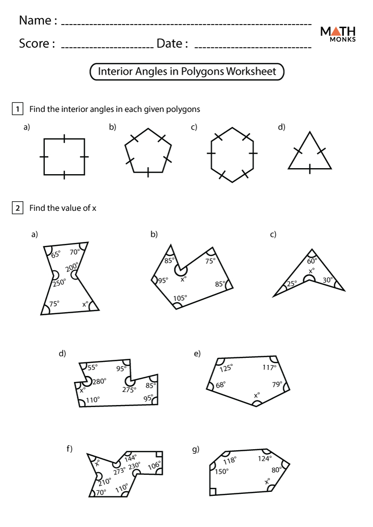 Interior Angles Of Polygons Worksheet With Answers - Angleworksheets.com