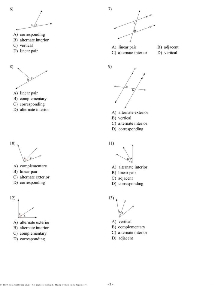 Linear Pair And Vertical Angles Worksheet