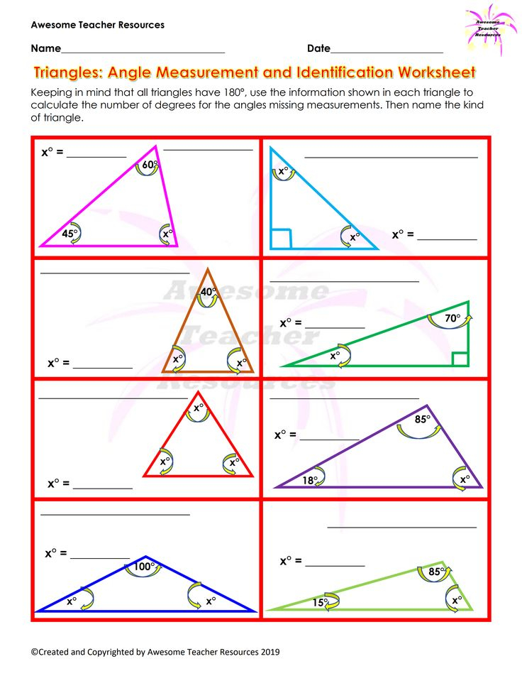 Measuring Angles In Triangles Worksheet