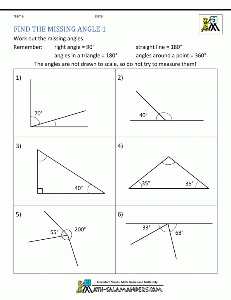 Measuring Angles Of A Triangle Worksheet