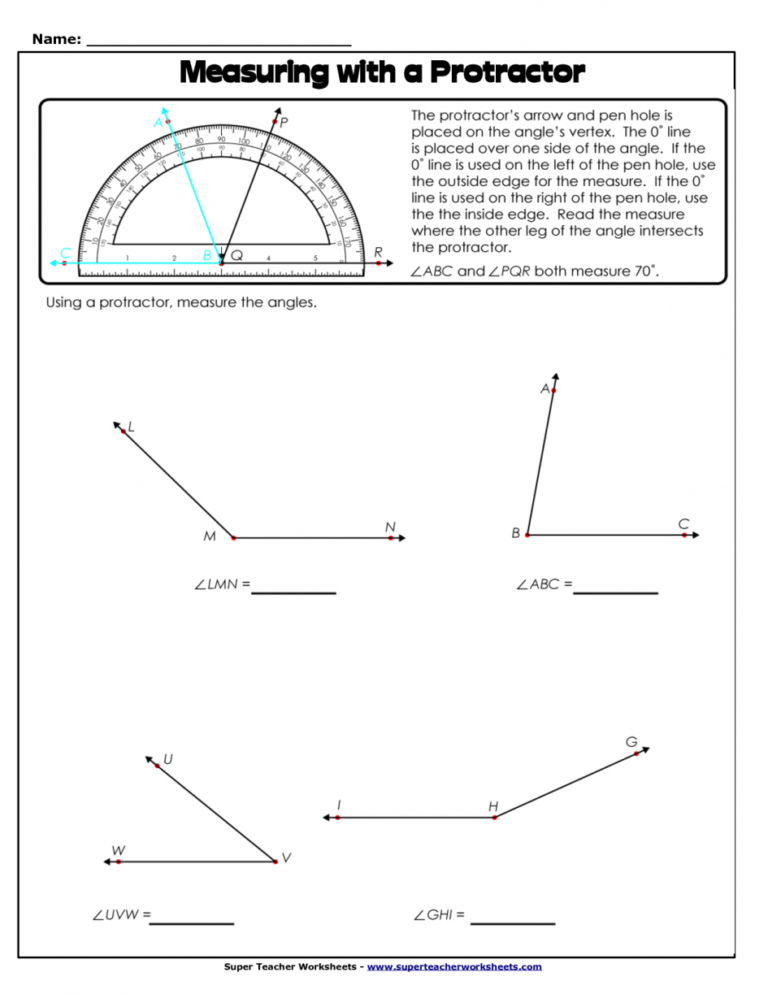 Measuring Angles With Protractor Worksheet