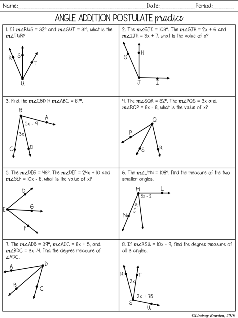 Measuring Segments And Angles Worksheets