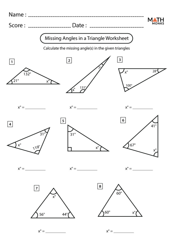 Missing Angles In Triangles Worksheet Worksheets For Kindergarten