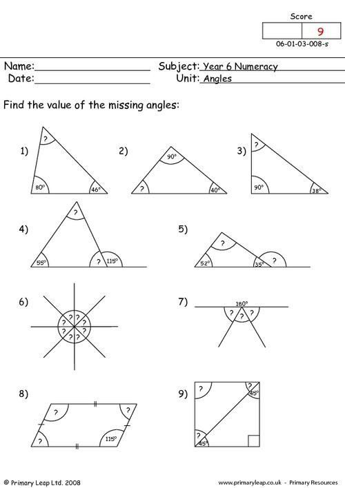 Missing Angles Worksheet 7Th Grade