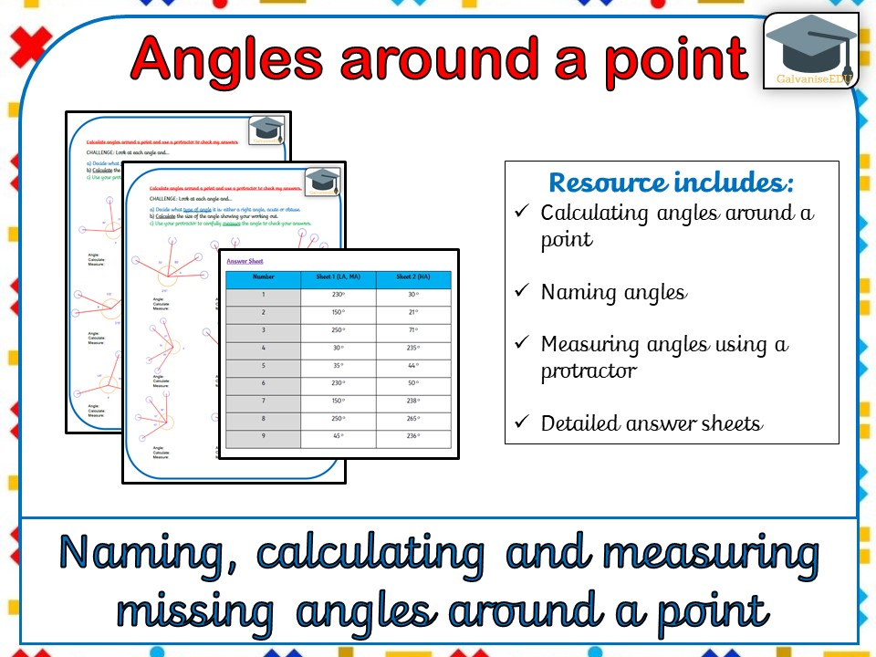 Name Calculate And Measure Angles Around A Point differentiated 