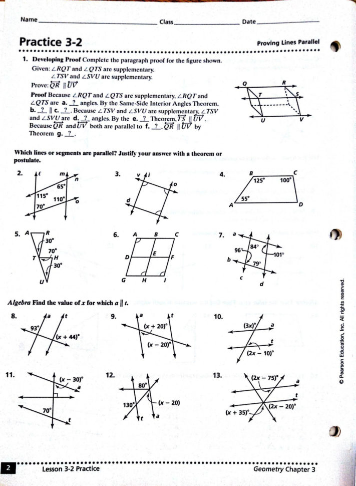 Parallel Lines Transversals And Algebra Worksheets