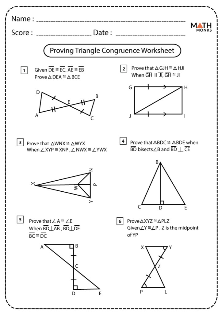 Proving Triangle Congruence Worksheets With Answers
