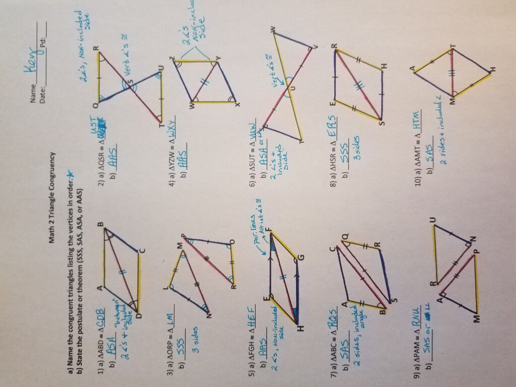 Proving Triangles Congruent Worksheet With Answers