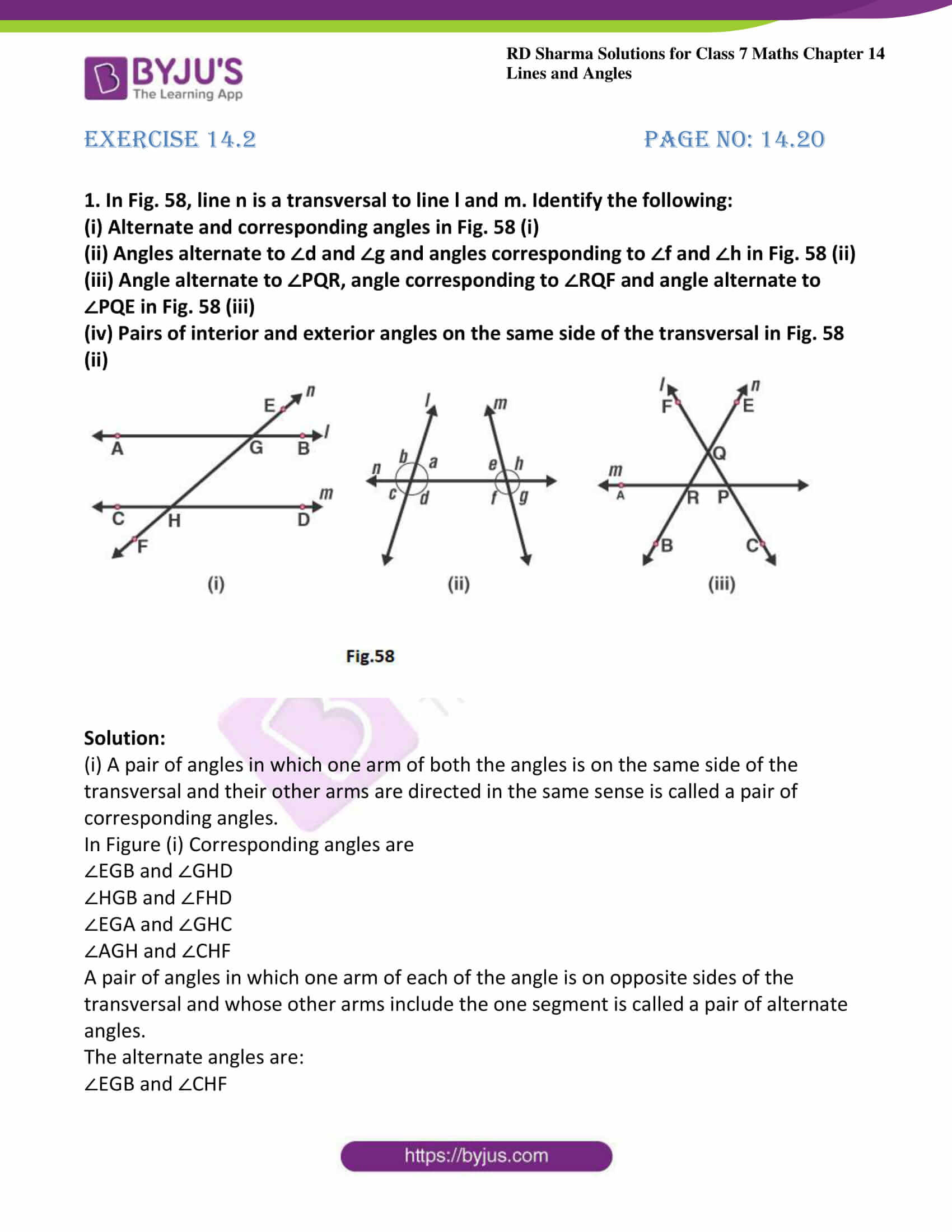 RD Sharma Solutions For Class 7 Maths Chapter 14 Lines And Angles