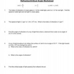 Refraction Critical Angle Worksheet