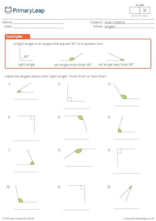Right Angles Worksheet