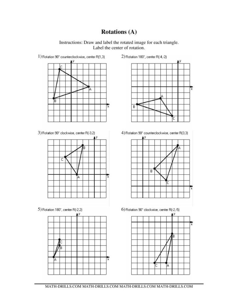 Rotations Worksheet Math Aids Answers