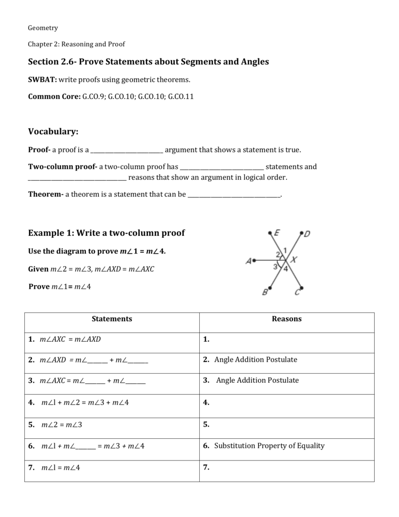 Segment And Angle Proofs Worksheet With Answers Naturalfed