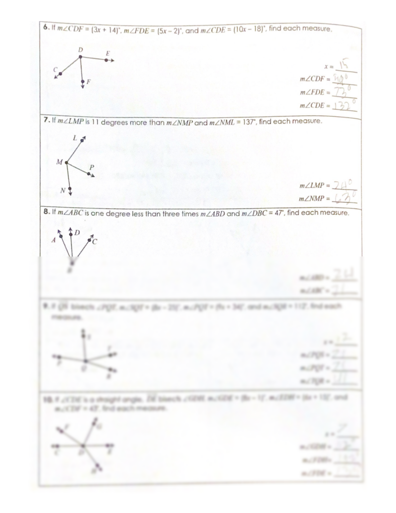 SOLUTION Angle Addition Postulate Geometry Basics Worksheet Studypool