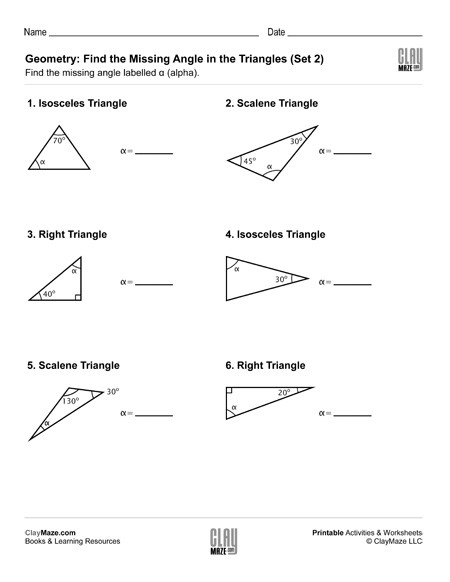The Missing Angle Triangles Worksheets 99Worksheets