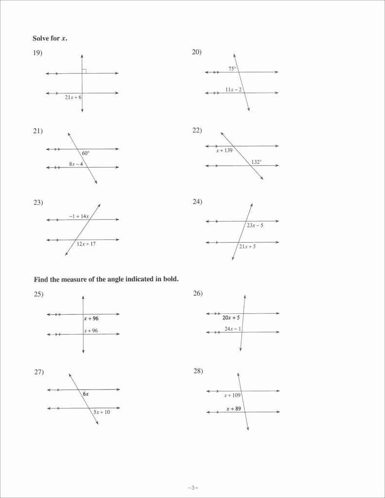 Transversal Lines Worksheet