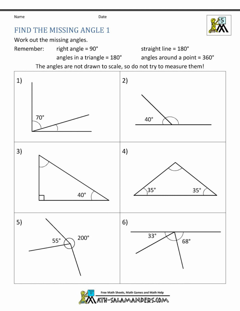 Triangle Missing Angle Worksheet