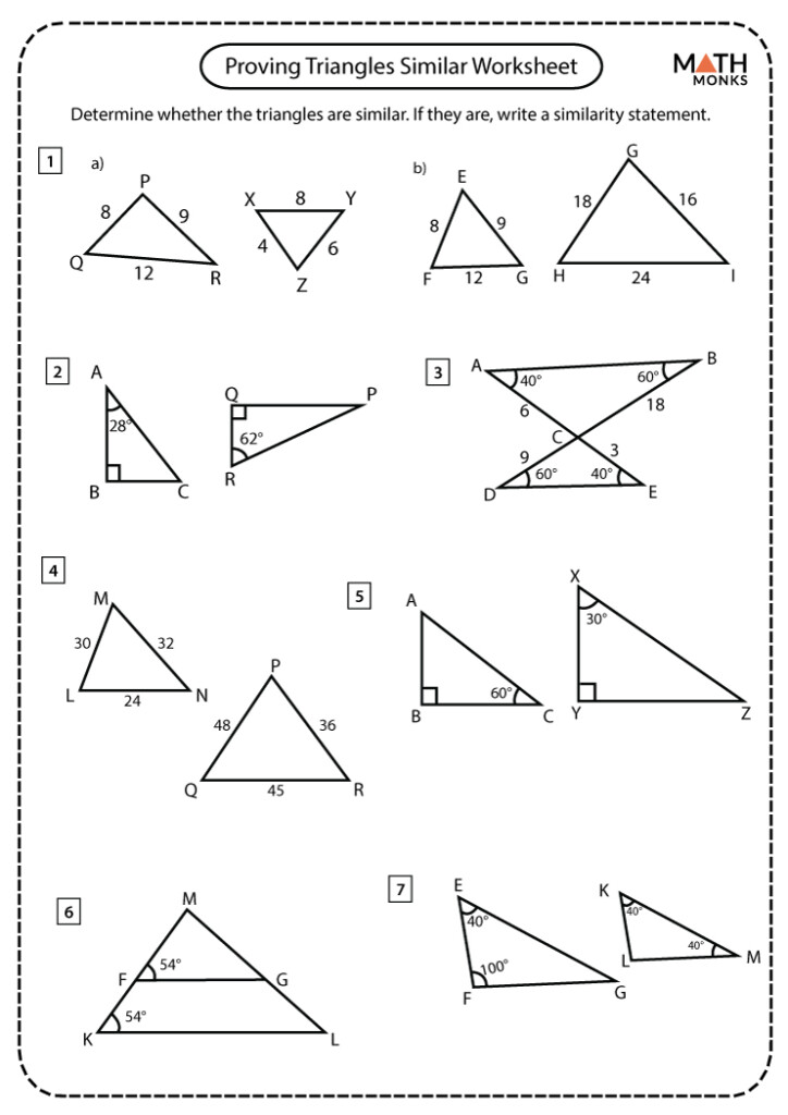 Triangle Similarity Theorems Worksheet