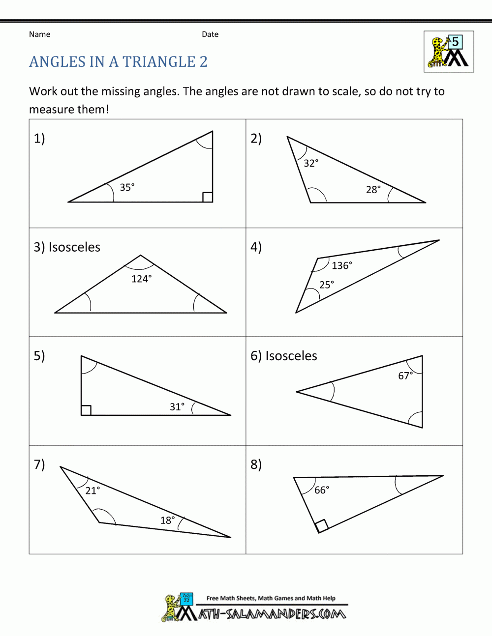 Triangle Worksheet 5th Grade