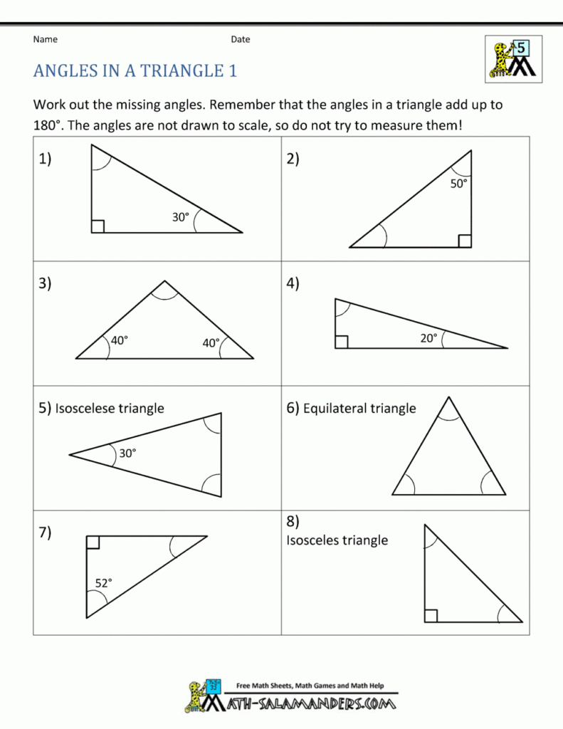 Triangle Worksheet Geometry