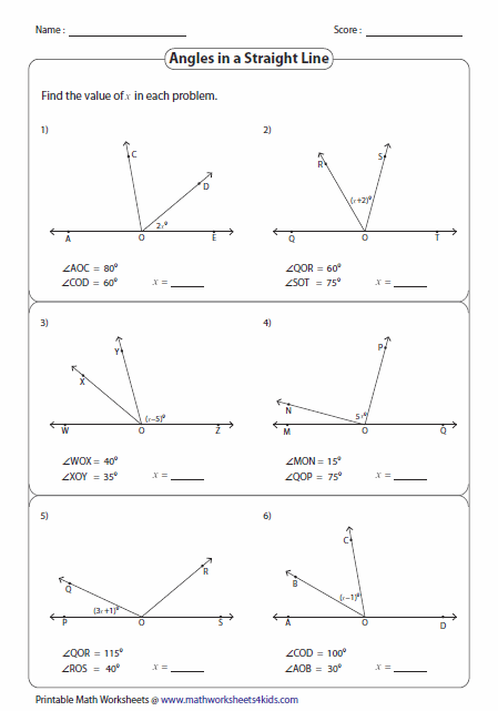 Vertical Angles Worksheet Pdf