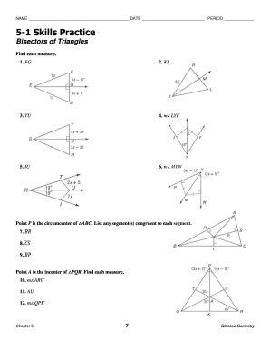 5 1 Word Problem Practice Bisectors Of Triangles Answer Key Fill 