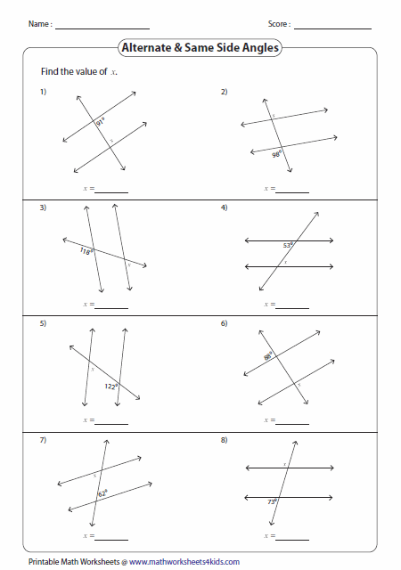 8th Grade Transversal Angles Worksheet Thekidsworksheet