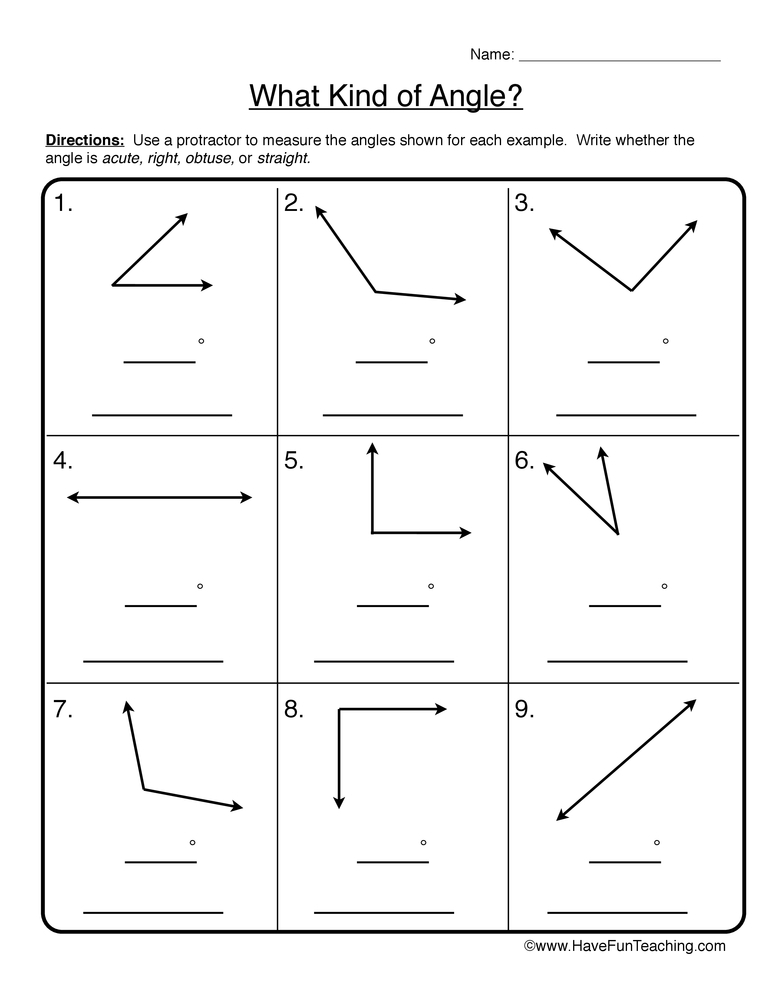 Acute Obtuse And Right Angles Worksheet Preschool Printable Sheet