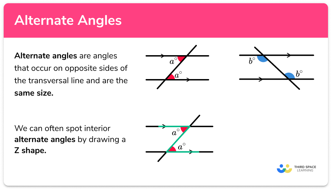 Alternate Angles GCSE Maths Steps Examples Worksheet