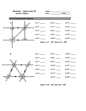 Angle Puzzle Worksheet Answers Pdf Fill Online Printable Fillable