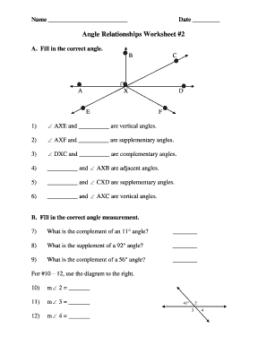 Angle Relationships Worksheet 2 Answer Key Fill Online Printable