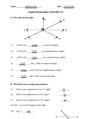 ANGLE RELATIONSHIPS WS 2 Answers docx Name Isabella Gines Date 10 