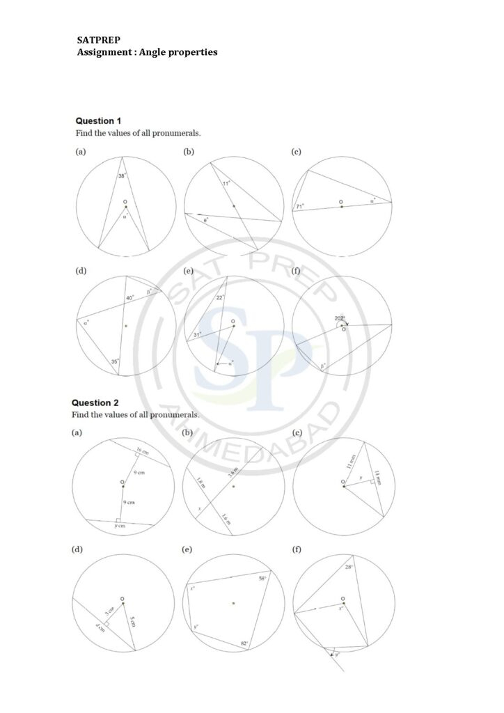 Angles In Circles Remedial Worksheet Pure Math 20 Answers