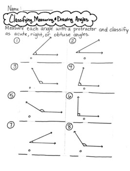 Classifying Measuring Drawing Angles Worksheet TPT