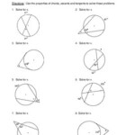 Geometry Unit 10 Circle Angles Form By Chords Secants Tangents Worksheet