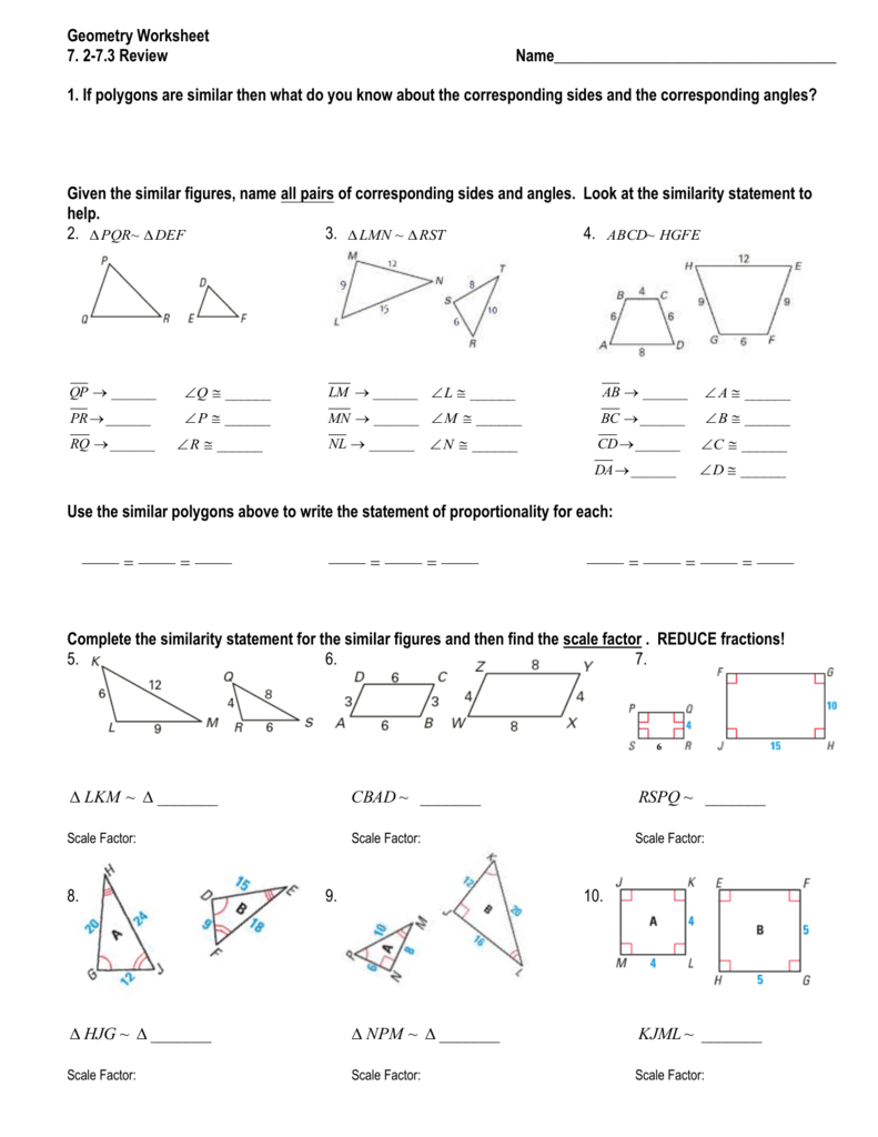 Intro To Geometry Worksheets