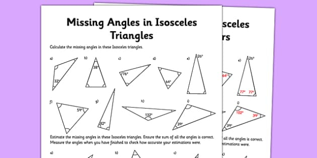 Isosceles Triangles Worksheet Primary Resources Twinkl