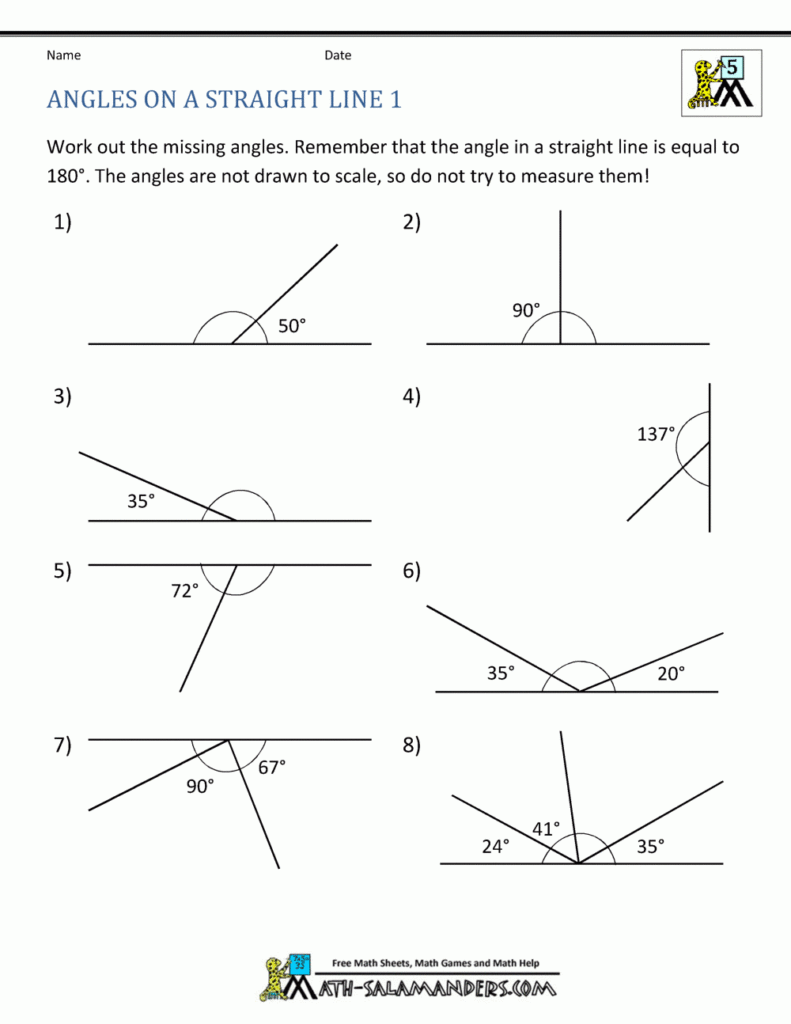 Lines And Angles Worksheet