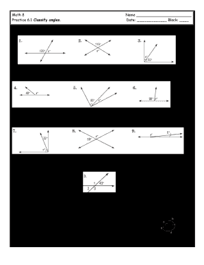 Math 8 Practice 6 1 Classify Angles Fill And Sign Printable Template 
