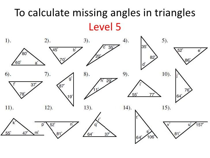 Missing Angles In Triangles Snake Worksheet Answer Key